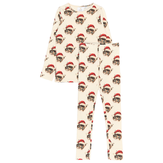 THE NEW - Holiday Rib Nightset, TN6658 - Gardenia Cat AOP