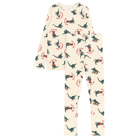 THE NEW - Holiday Rib Nightset, TN6658 - Gardenia Dino AOP