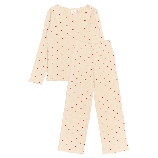 THE NEW - Holiday Heart Rib Nightset, TN6660 - Gardenia AOP