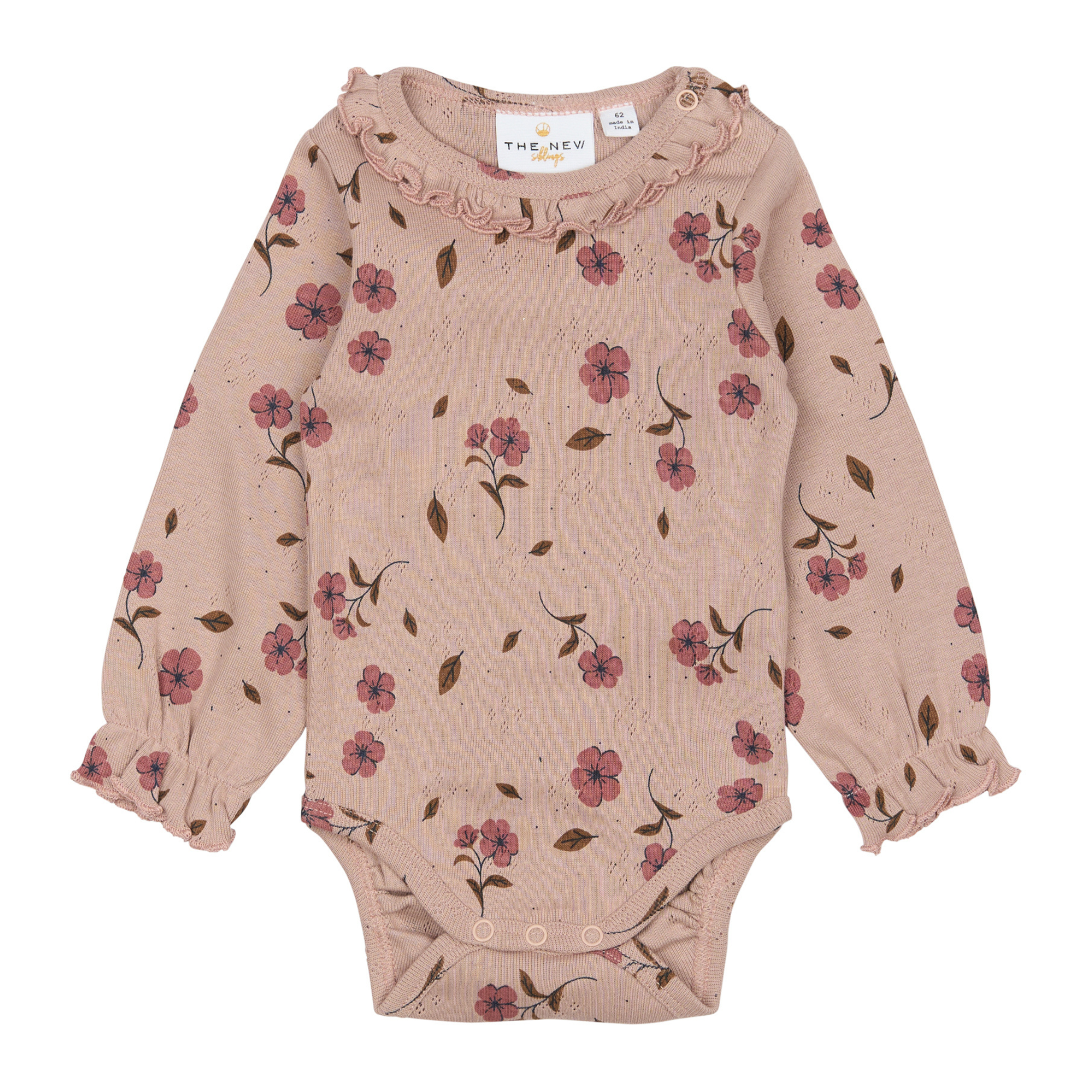 THE NEW Siblings - Picole LS Pointelle Body, TNSB6388 - Adobe Rose AOP