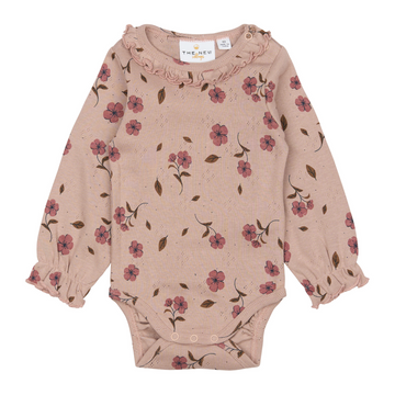THE NEW Siblings - Picole LS Pointelle Body, TNSB6388 - Adobe Rose AOP