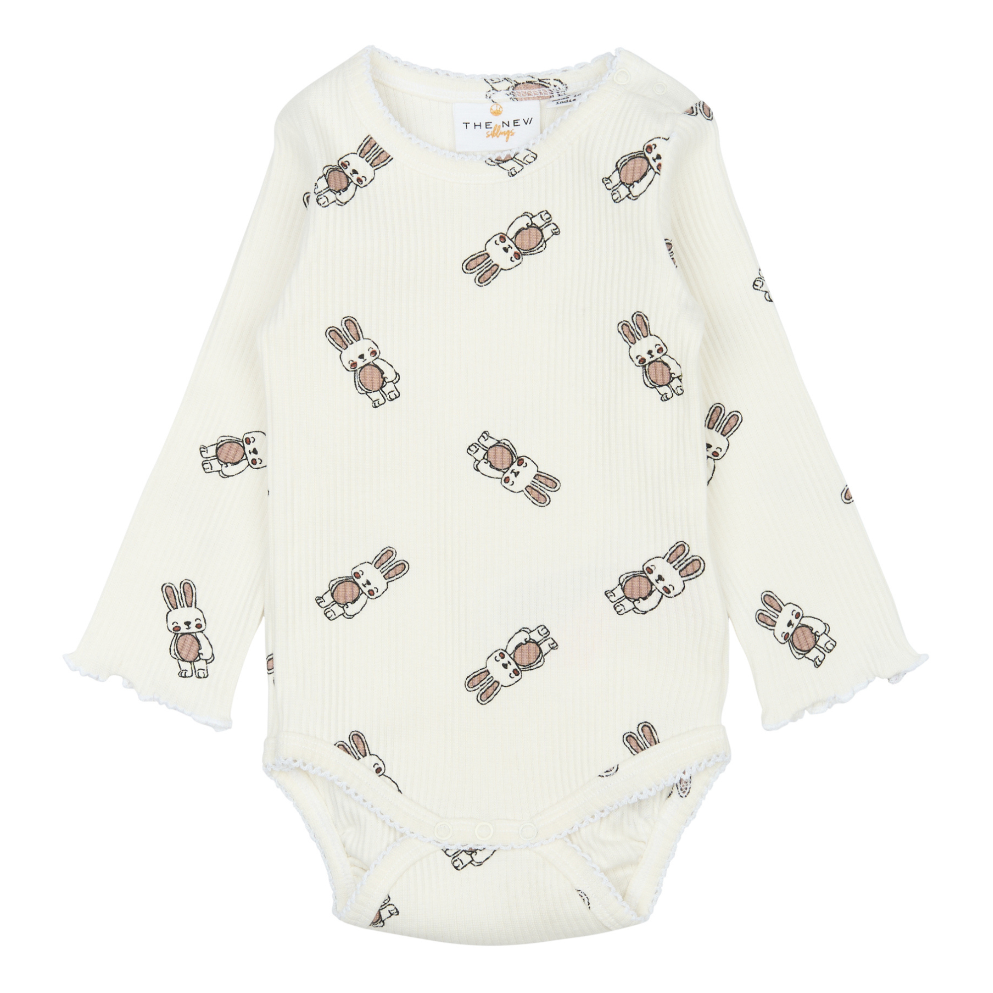 THE NEW Siblings - Pippa LS Rib Body, TNSB6394 - Cloud Dancer AOP