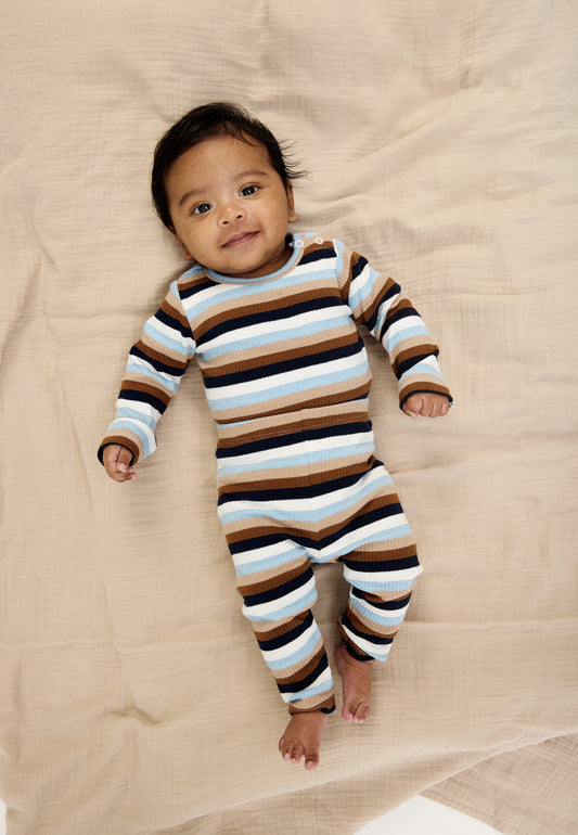 THE NEW Siblings - Park LS Rib Body, TNSB6437 - Powder Blue Striped