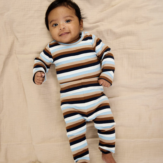 THE NEW Siblings - Park Rib Leggings, TNSB6438 - Powder Blue Striped