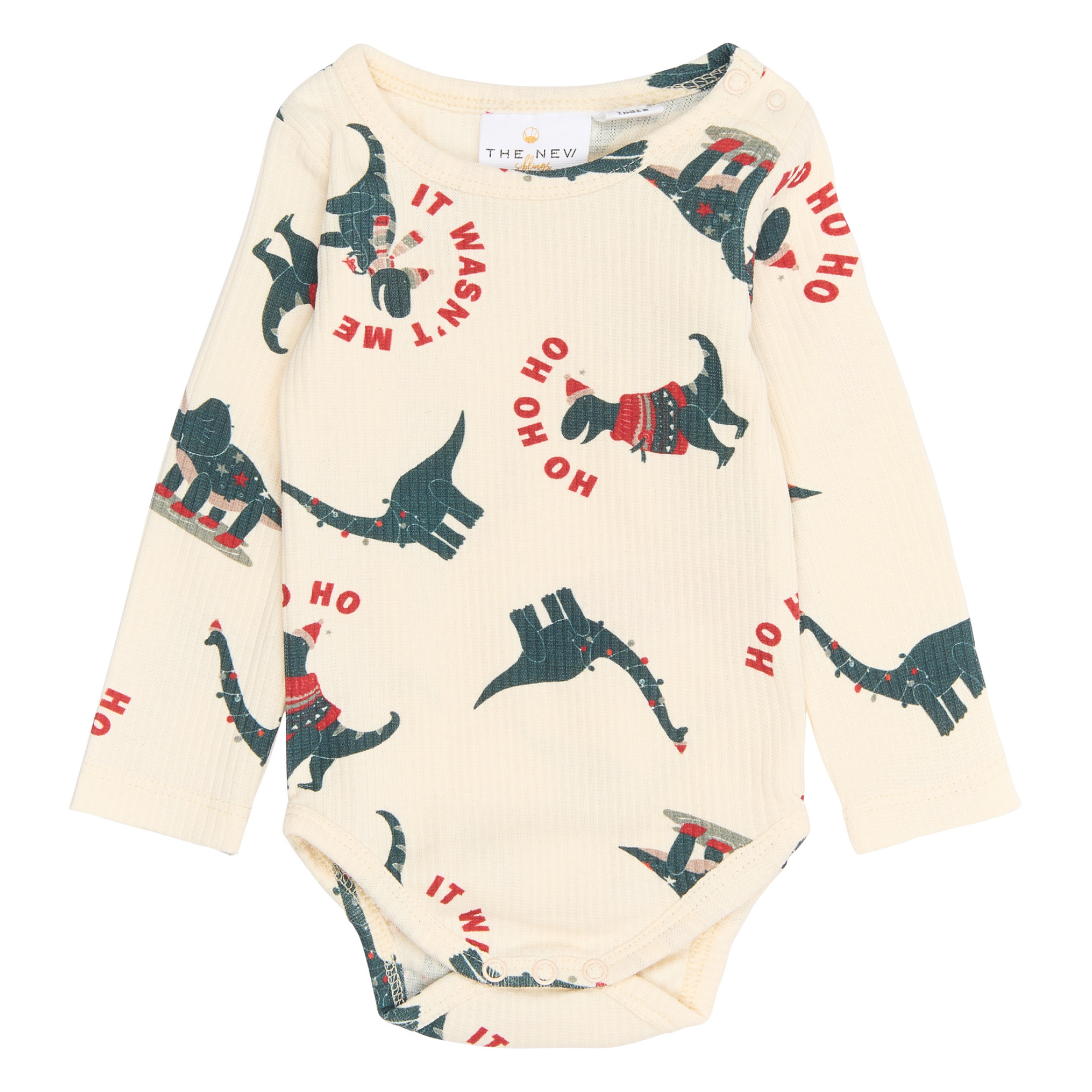 THE NEW Siblings - Holiday LS Rib Body, TNSB6646 - Gardenia Dino AOP