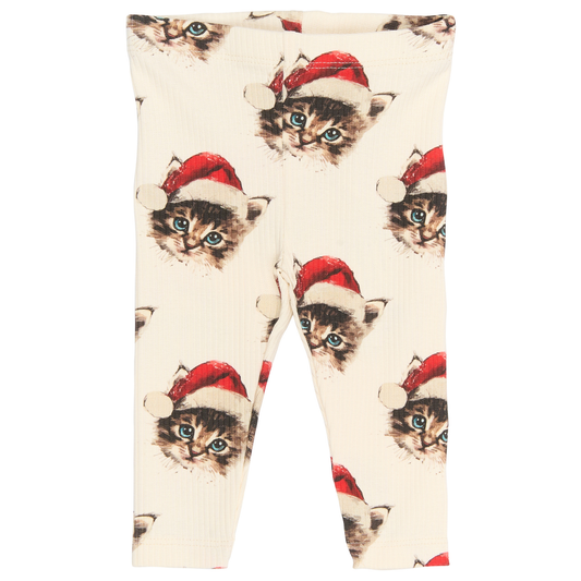THE NEW Siblings - Holiday Rib Leggings, TNSB6647 - Gardenia Cat AOP