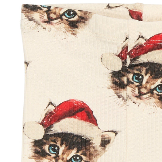 THE NEW Siblings - Holiday Rib Leggings, TNSB6647 - Gardenia Cat AOP