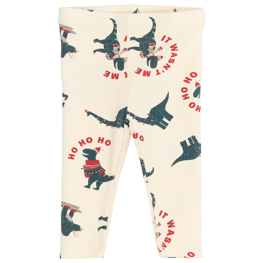 THE NEW Siblings - Holiday Rib Leggings, TNSB6647 - Gardenia Dino AOP
