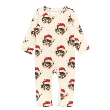 THE NEW Siblings - Holiday LS Rib Jumpsuit, TNSB6648 - Gardenia Cat AOP