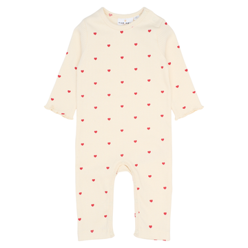 THE NEW Siblings - Holiday LS Heart Rib Jumpsuit, TNSB6882 - Gardenia AOP
