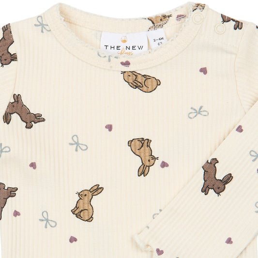 THE NEW Siblings - Venna LS Rib Body, TNSB7222 - Gardenia AOP