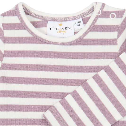 THE NEW Siblings - Fro LS Rib Body, TNSB7241 - Elderberry Gardenia Striped