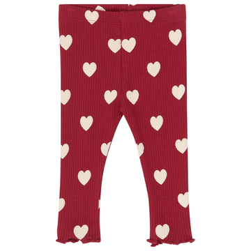 THE NEW Siblings - Holiday Red Heart Rib Leggings, TNSB7406 - Rio Red AOP