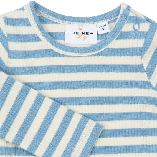 THE NEW Siblings - Fro LS Rib Body, TNSB7410 - Ashley Blue Striped
