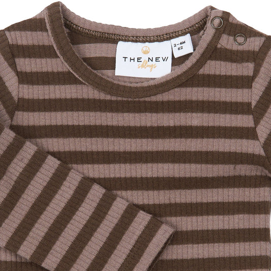 THE NEW Siblings - Fro LS Rib Body, TNSB7410 - Chestnut Striped