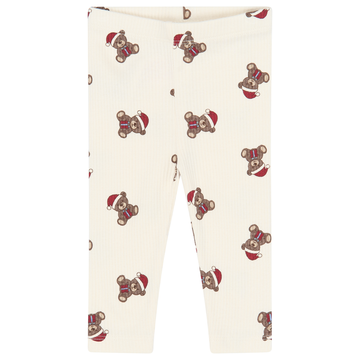 THE NEW Siblings - Holiday Teddy Rib Leggings, TNSB7421 - Gardenia AOP