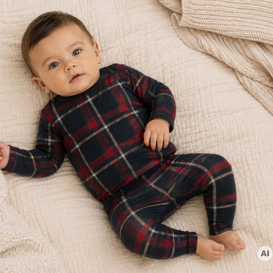 THE NEW Siblings - Holiday Tartan Leggings, TNSB7773 - Navy Blazer Check