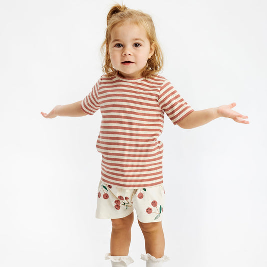 THE NEW Siblings - Fro Uni Rib SS Tee, TNST6206 - Old Rose Striped