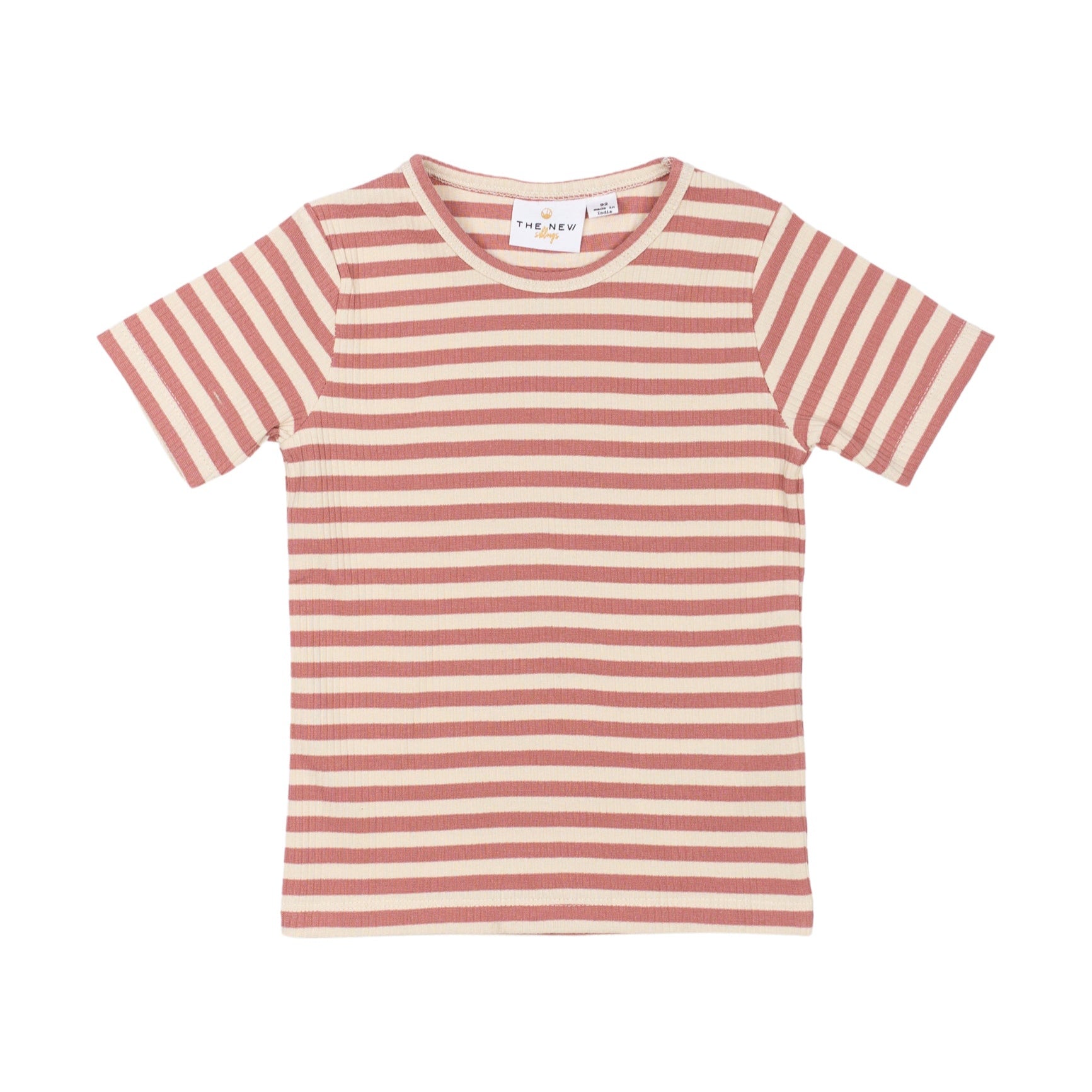 THE NEW Siblings - Fro Uni Rib SS Tee, TNST6206 - Old Rose Striped