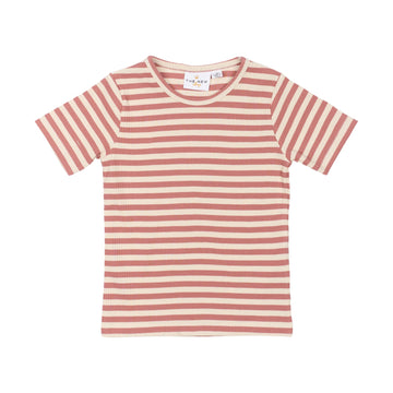 THE NEW Siblings - Fro Uni Rib SS Tee, TNST6206 - Old Rose Striped