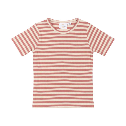 THE NEW Siblings - Fro Uni Rib SS Tee, TNST6206 - Old Rose Striped