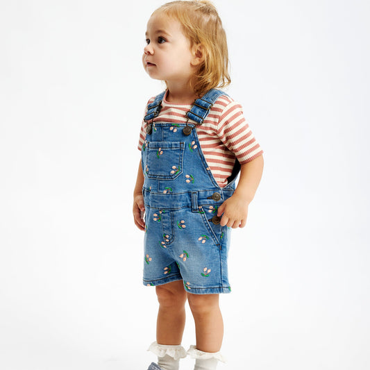 THE NEW Siblings - Ovia Short Denim Dungarees, TNST6241 - Light Blue Denim EMB