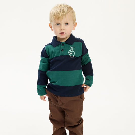 THE NEW Siblings - Pinon LS Pique Polo, TNST6365 - Navy Blazer Striped