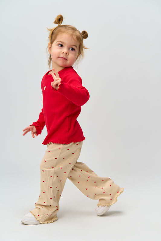 THE NEW Siblings - Holiday Heart Rib Nightset, TNST6881 - Gardenia AOP