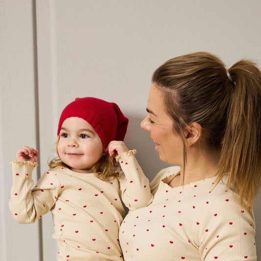THE NEW Siblings - Holiday LS Heart Rib Jumpsuit, TNSB6882 - Gardenia AOP