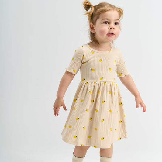 THE NEW Siblings - Smilla SS Rib Dress, TNST6695 - Gardenia AOP