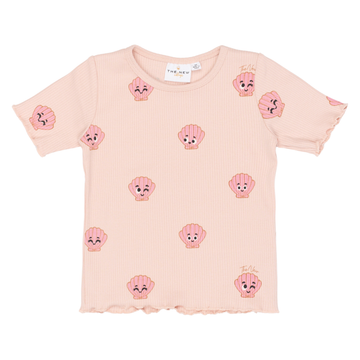 THE NEW Siblings - Tinker SS Rib Tee, TNST6912 - Peach Whip AOP
