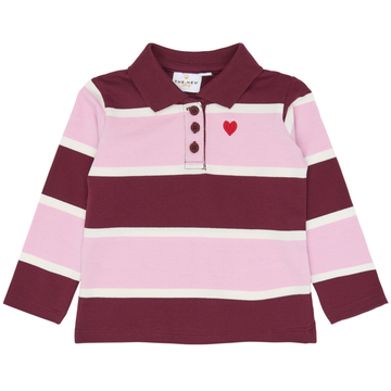 THE NEW Siblings - Vidalia LS Pique Polo, TNST7087 - Burgundy Striped
