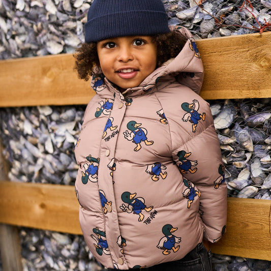 THE NEW Siblings - Uwe Puffer Jacket, TNST7332 - Taupe Gray AOP