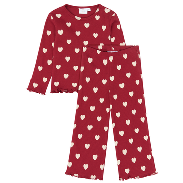 THE NEW Siblings - Holiday Red Heart Rib Night Set, TNST7364 - Rio Red AOP