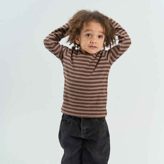 THE NEW Siblings - Fro LS Rib Tee, TNST7372 - Chestnut Striped