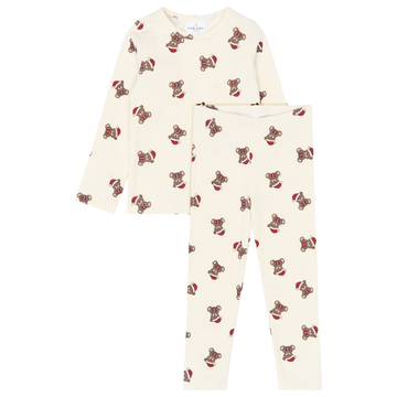 THE NEW Siblings - Holiday Teddy Rib Night Set, TNST7378 - Gardenia AOP