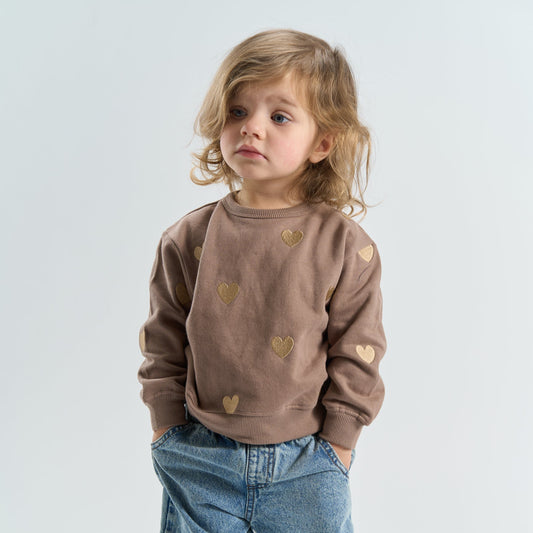 THE NEW Siblings - Yolie OS Sweatshirt, TNST7470 - Taupe Gray EMB