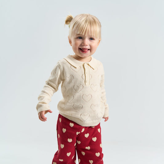 THE NEW Siblings - Ynessa LS Knit Polo, TNST7512 - Gardenia