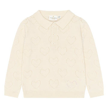 THE NEW Siblings - Ynessa LS Knit Polo, TNST7512 - Gardenia