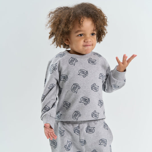 THE NEW Siblings - Yann Sweatshirt, TNST7535 - Light Grey Melange AOP
