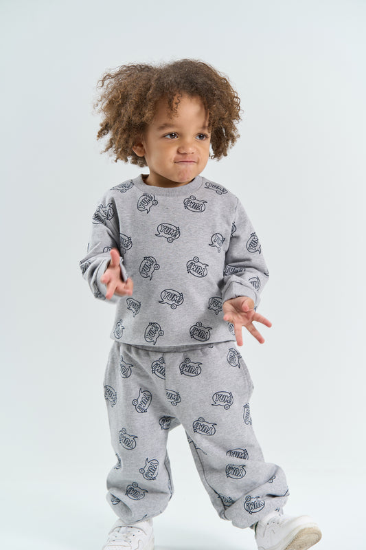 THE NEW Siblings - Yann Sweatpants, TNST7537 - Light Grey Melange AOP