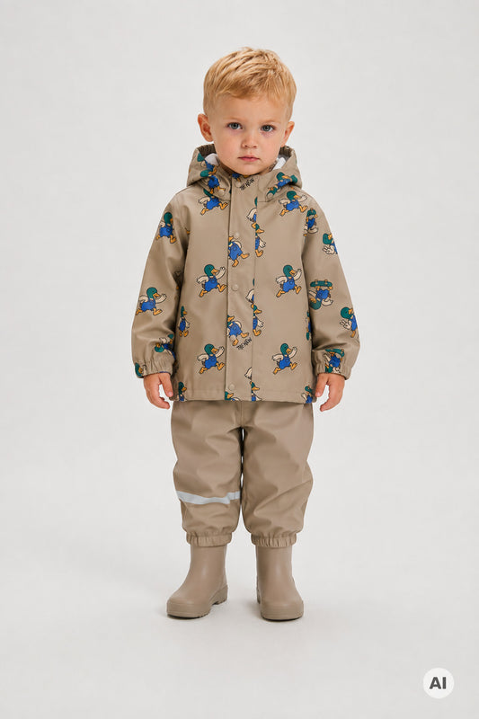 THE NEW Siblings - Uwe Rainwear Set, TNST7574 - Taupe Gray AOP