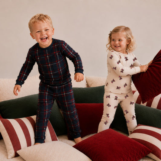 THE NEW Siblings - Holiday Tartan Night Set, TNST7771 - Navy Blazer Check