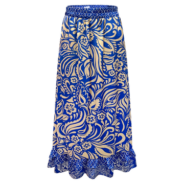 Liberté - Tia Long Frill Skirt, 22174 - Cobolt Blue Mix