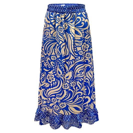 Liberté - Tia Long Frill Skirt, 22174 - Cobolt Blue Mix