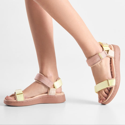 Woden - Sandal, Line Tricolor - Taupe Multi