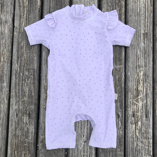 Petit Piao - Swim Jumpsuit Frills Printed, PP420 - Light Lavender / Dusty Lavender
