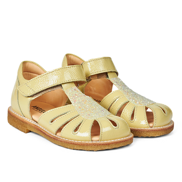 Angulus - Sandal Med Velcro, 0541 - Light Yellow / Yellow Glitter