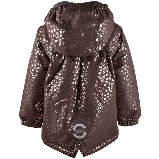 Mikk-Line - Vinterjakke, Polyester Baby Girl Jacket AOP - Chocolate Brown / Gold