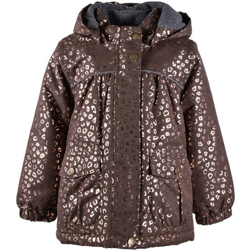 Mikk-Line - Vinterjakke, Polyester Baby Girl Jacket AOP - Chocolate Brown / Gold